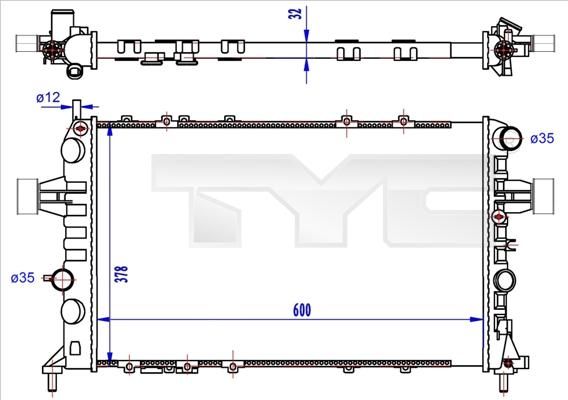 TYC 725-0041-R - Radiator, mühərrikin soyudulması furqanavto.az