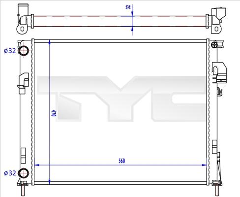 TYC 725-0043-R - Radiator, mühərrikin soyudulması furqanavto.az