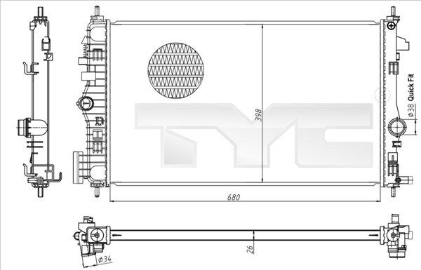 TYC 725-0047 - Radiator, mühərrikin soyudulması furqanavto.az