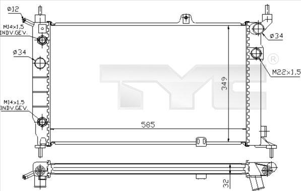 TYC 725-0002 - Radiator, mühərrikin soyudulması furqanavto.az