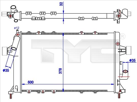 TYC 725-0039-R - Radiator, mühərrikin soyudulması furqanavto.az