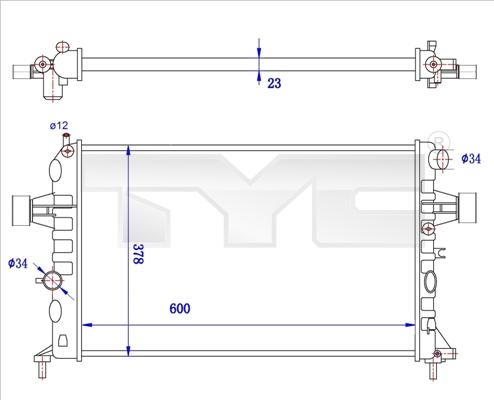 TYC 725-0038-R - Radiator, mühərrikin soyudulması furqanavto.az