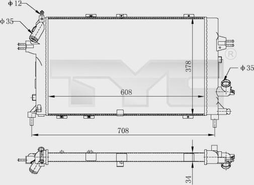 TYC 725-0028-R - Radiator, mühərrikin soyudulması furqanavto.az