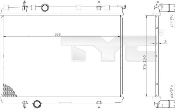 TYC 726-0009 - Radiator, mühərrikin soyudulması furqanavto.az