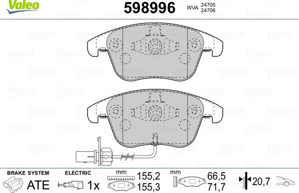 Valeo 598996 - Əyləc altlığı dəsti, əyləc diski furqanavto.az