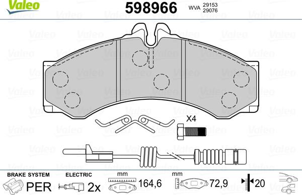 Valeo 598966 - Əyləc altlığı dəsti, əyləc diski furqanavto.az