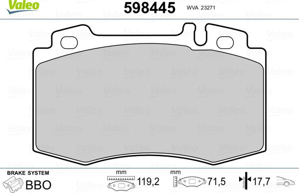 Valeo 598445 - Əyləc altlığı dəsti, əyləc diski furqanavto.az