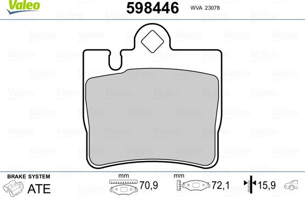 Valeo 598446 - Əyləc altlığı dəsti, əyləc diski www.furqanavto.az