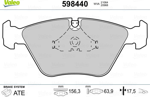 Valeo 598440 - Əyləc altlığı dəsti, əyləc diski furqanavto.az