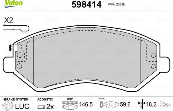 Valeo 598414 - Əyləc altlığı dəsti, əyləc diski furqanavto.az