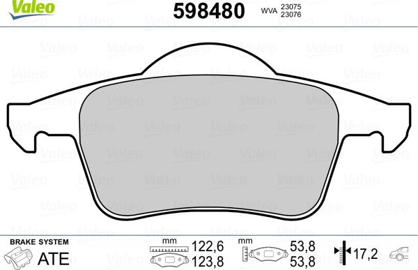 Valeo 598480 - Əyləc altlığı dəsti, əyləc diski furqanavto.az