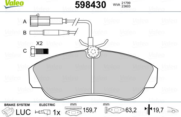 Valeo 598430 - Əyləc altlığı dəsti, əyləc diski furqanavto.az