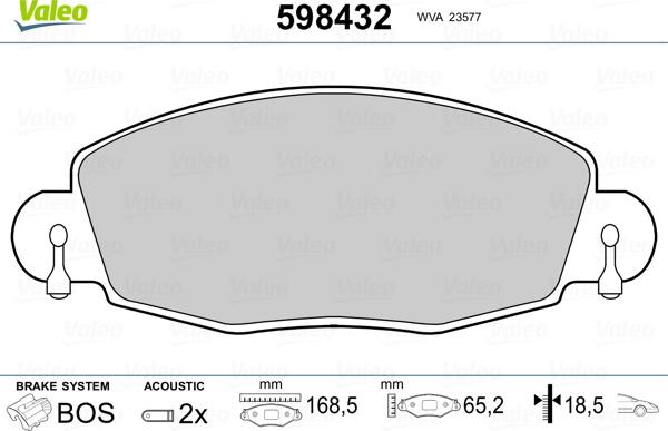 Valeo 598432 - Əyləc altlığı dəsti, əyləc diski furqanavto.az