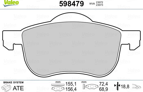 Valeo 598479 - Əyləc altlığı dəsti, əyləc diski furqanavto.az