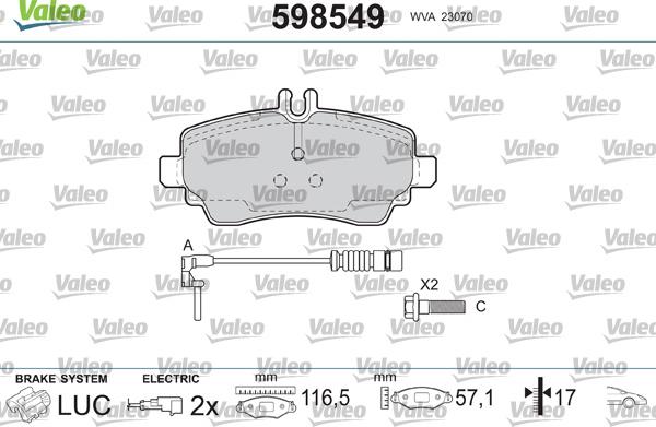 Valeo 598549 - Əyləc altlığı dəsti, əyləc diski furqanavto.az