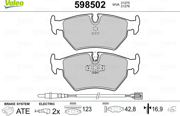 Valeo 598502 - Əyləc altlığı dəsti, əyləc diski furqanavto.az