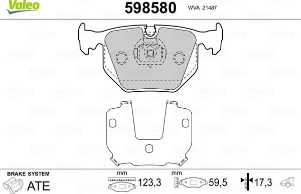 Valeo 598580 - Əyləc altlığı dəsti, əyləc diski furqanavto.az