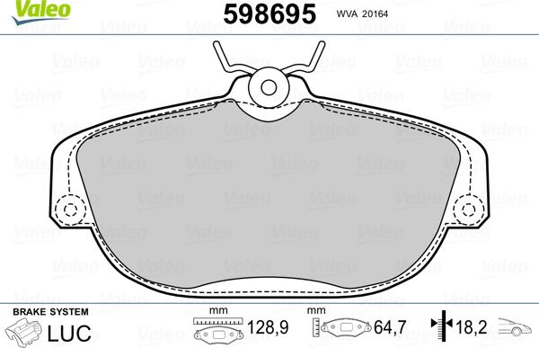 Valeo 598695 - Əyləc altlığı dəsti, əyləc diski furqanavto.az