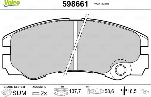 Valeo 598661 - Əyləc altlığı dəsti, əyləc diski furqanavto.az