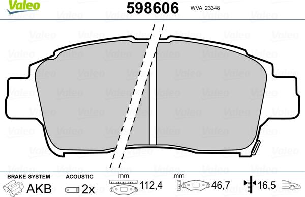 Valeo 598606 - Əyləc altlığı dəsti, əyləc diski furqanavto.az