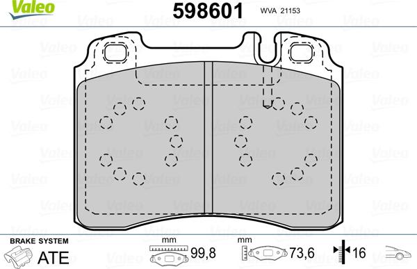 Valeo 598601 - Əyləc altlığı dəsti, əyləc diski furqanavto.az