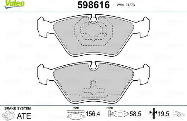 Valeo 598616 - Əyləc altlığı dəsti, əyləc diski furqanavto.az