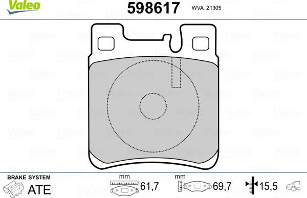 Valeo 598617 - Əyləc altlığı dəsti, əyləc diski www.furqanavto.az