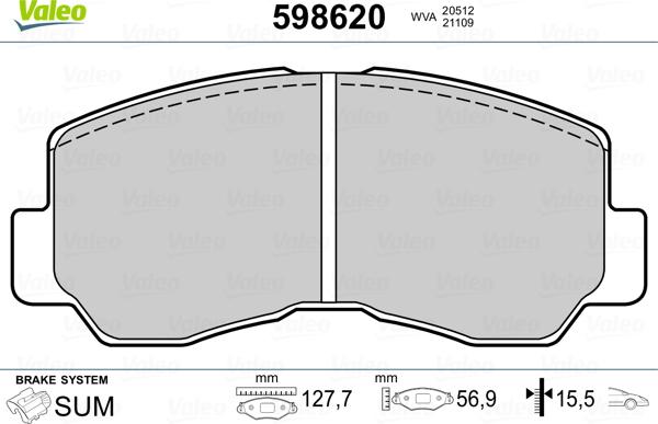 Valeo 598620 - Əyləc altlığı dəsti, əyləc diski furqanavto.az