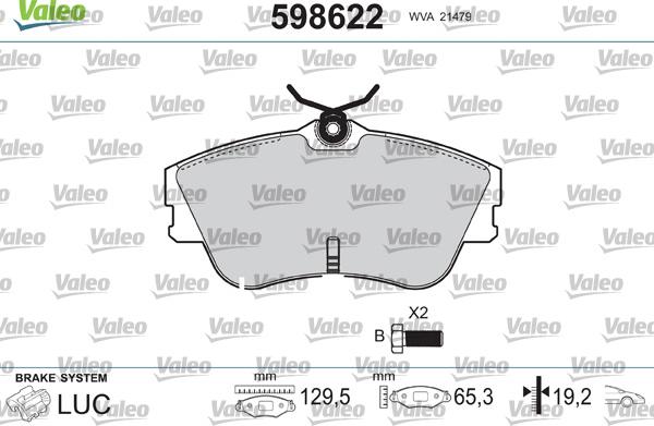 Valeo 598622 - Əyləc altlığı dəsti, əyləc diski furqanavto.az