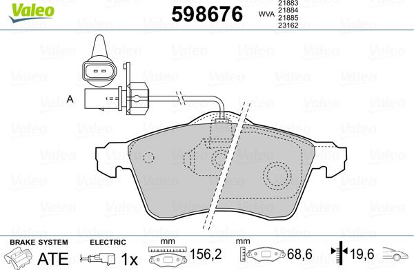 Valeo 598676 - Əyləc altlığı dəsti, əyləc diski furqanavto.az