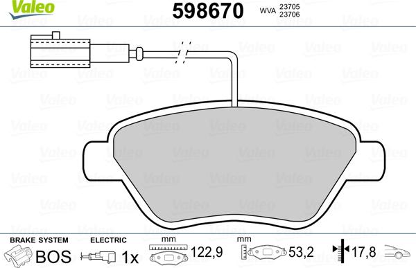 Valeo 598670 - Əyləc altlığı dəsti, əyləc diski furqanavto.az