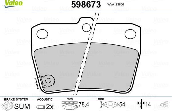 Valeo 598673 - Əyləc altlığı dəsti, əyləc diski furqanavto.az