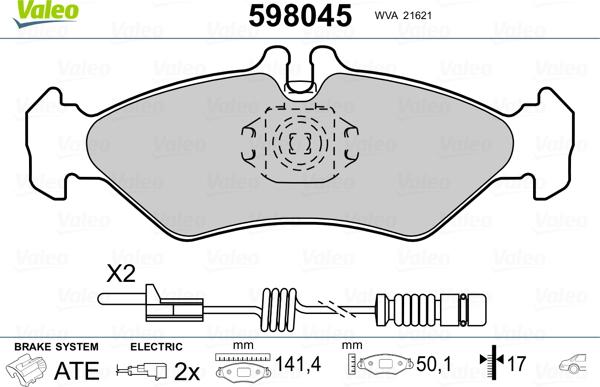 Valeo 598045 - Əyləc altlığı dəsti, əyləc diski furqanavto.az