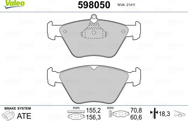 Valeo 598050 - Əyləc altlığı dəsti, əyləc diski furqanavto.az