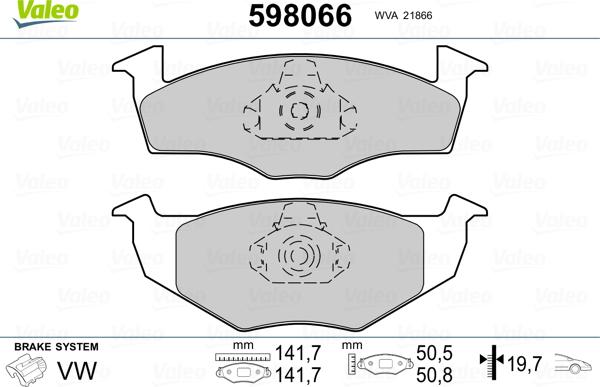 Valeo 598066 - Əyləc altlığı dəsti, əyləc diski furqanavto.az