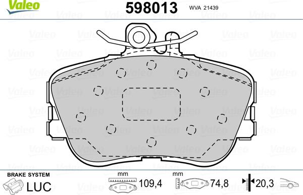 Valeo 598013 - Əyləc altlığı dəsti, əyləc diski www.furqanavto.az