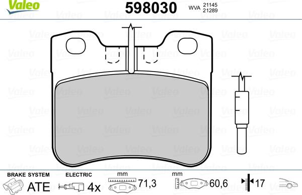 Valeo 598030 - Əyləc altlığı dəsti, əyləc diski furqanavto.az