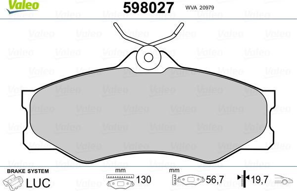 Valeo 598027 - Əyləc altlığı dəsti, əyləc diski furqanavto.az