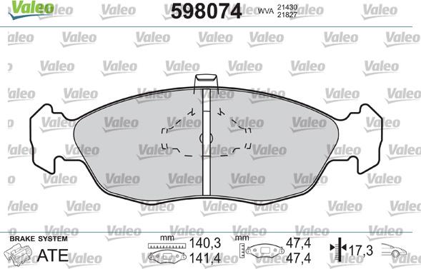 Valeo 598074 - Əyləc altlığı dəsti, əyləc diski furqanavto.az