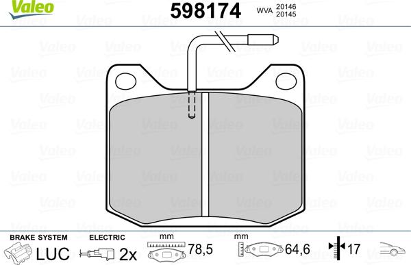 Valeo 598174 - Əyləc altlığı dəsti, əyləc diski furqanavto.az