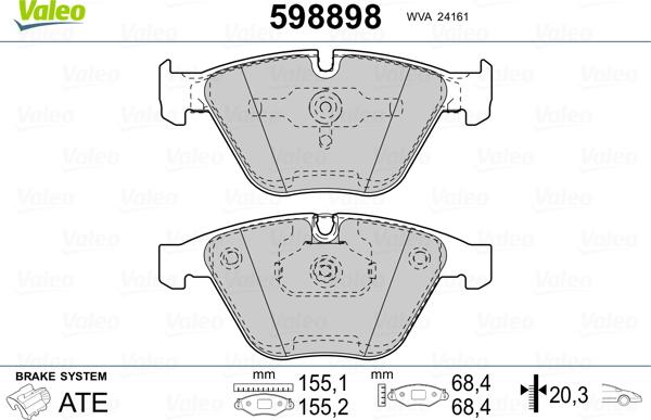 Valeo 598898 - Əyləc altlığı dəsti, əyləc diski furqanavto.az