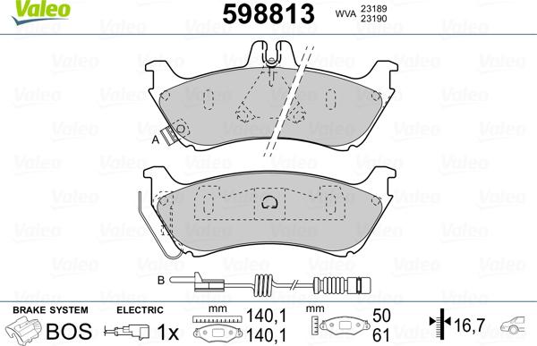 Valeo 598813 - Əyləc altlığı dəsti, əyləc diski furqanavto.az