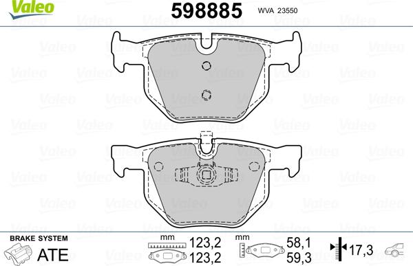 Valeo 598885 - Əyləc altlığı dəsti, əyləc diski furqanavto.az