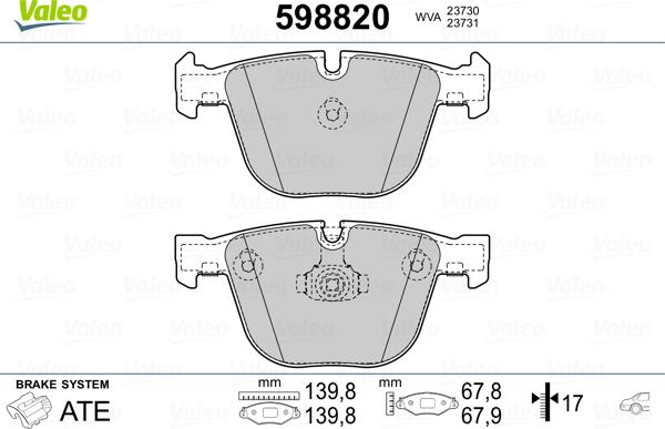 Valeo 598820 - Əyləc altlığı dəsti, əyləc diski www.furqanavto.az