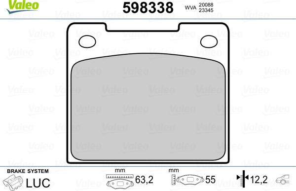 Valeo 598338 - Əyləc altlığı dəsti, əyləc diski www.furqanavto.az