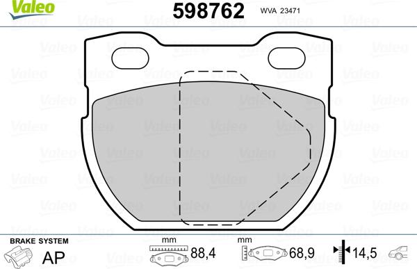 Valeo 598762 - Əyləc altlığı dəsti, əyləc diski furqanavto.az