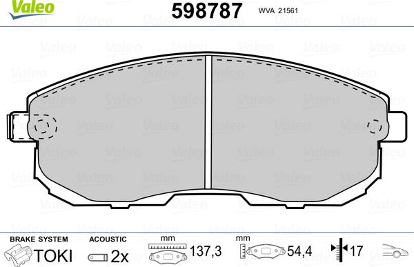 Valeo 598787 - Əyləc altlığı dəsti, əyləc diski furqanavto.az