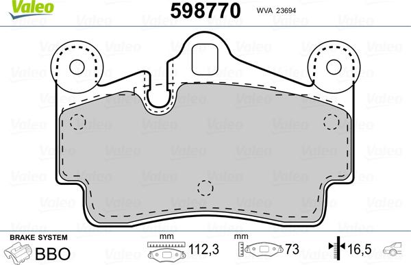 Valeo 598770 - Əyləc altlığı dəsti, əyləc diski furqanavto.az