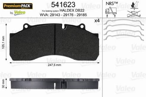 Valeo 541623 - Əyləc altlığı dəsti, əyləc diski furqanavto.az