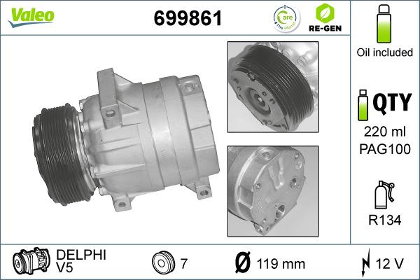 Valeo 699861 - Kompressor, kondisioner furqanavto.az